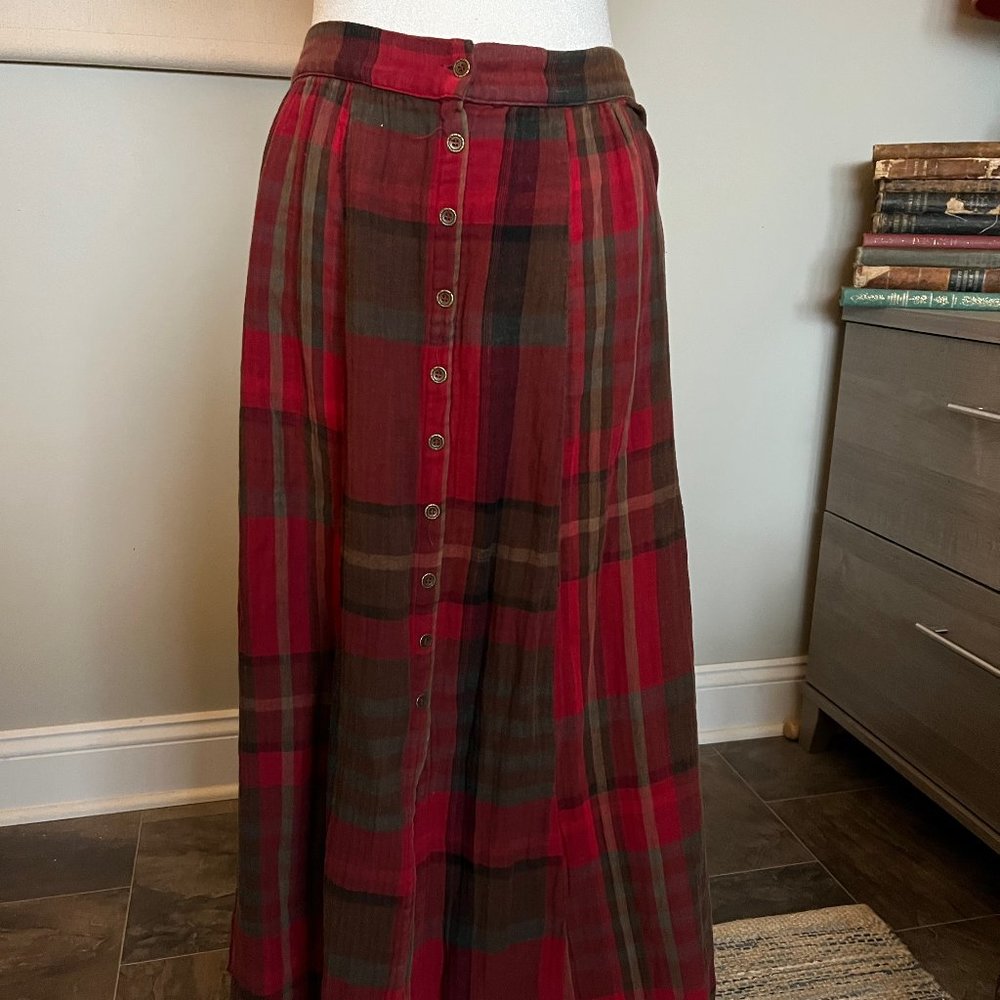 Plaid Button down Maxi Skirt